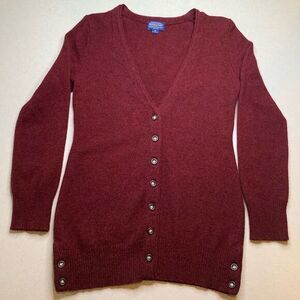 Pendleton Lambs‎ Wool Long Button Down Cardigan XS Merlot Red